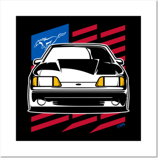 Foxbody Ford Mustang GT US Flag Posters and Art